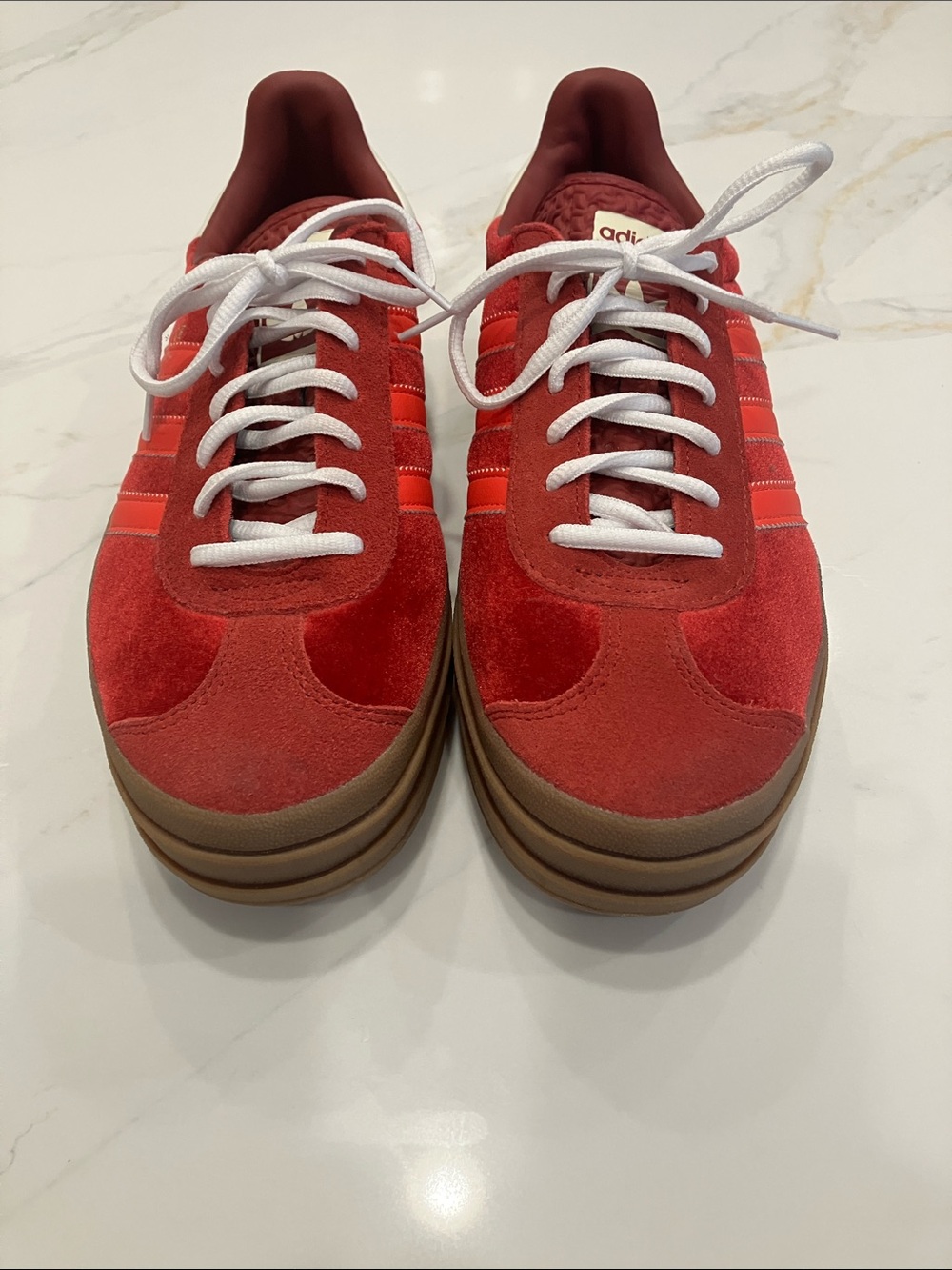 adidas Gazelle Bold Red Velvet/Suede Platform Sneaker Sz 9.5 - EUC - Picture 3 of 10